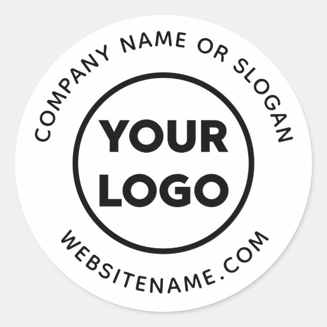 Custom Logo Business Website and Slogan Classic Round Sticker (Front)
