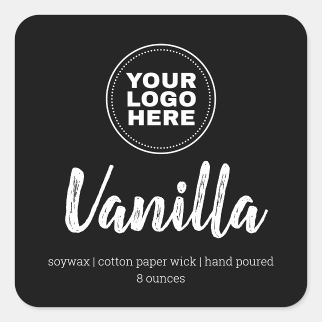 Custom Logo Candle Label Minimalist Black (Front)