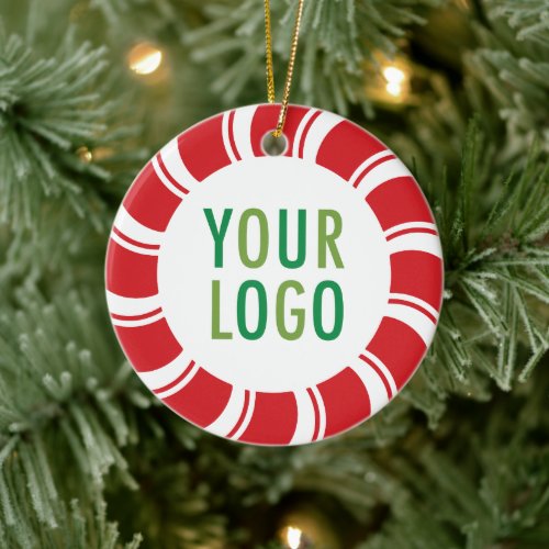 Custom Logo Ceramic Ornament Peppermint Candy Cane