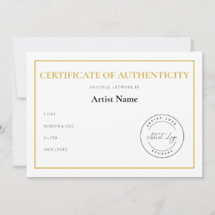 Custom Logo Certificate of Authenticity for Art  Holiday Card