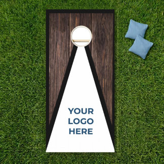 Custom Logo Chevron Dark Wood Cornhole Board Set