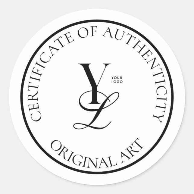 Custom Logo Circle Certificate of Authenticity Classic Round Sticker (Front)