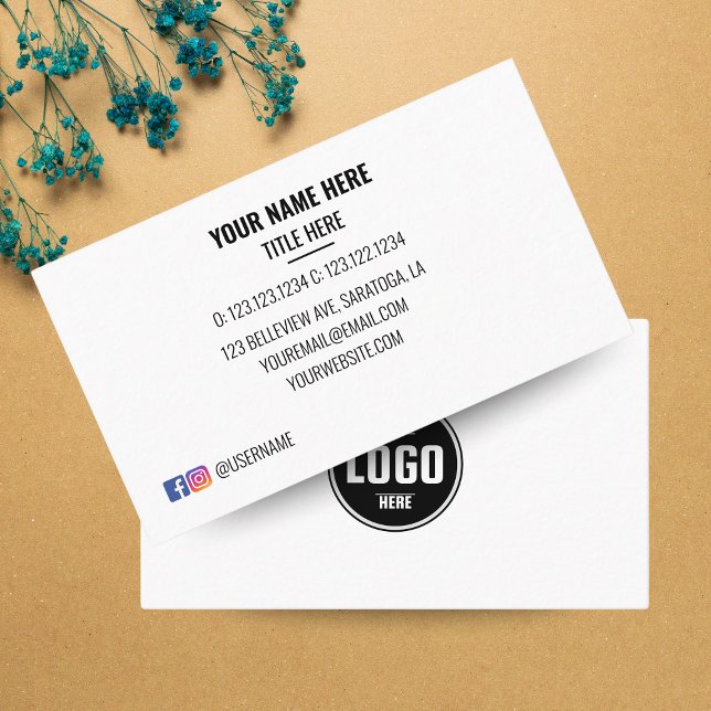 Custom Logo Circle Modern Minimalist Black and Whi Business Card (Custom Logo Circle Modern Minimalist Black Business Card Design)