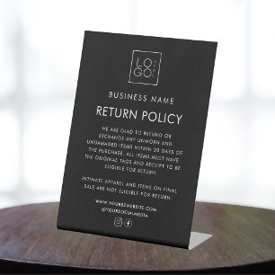 Custom Logo Clothing Boutique Store Return Policy Pedestal Sign