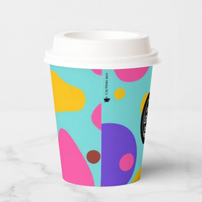 Custom Logo Colorful Bubbles Paper Cup 8oz (Right)