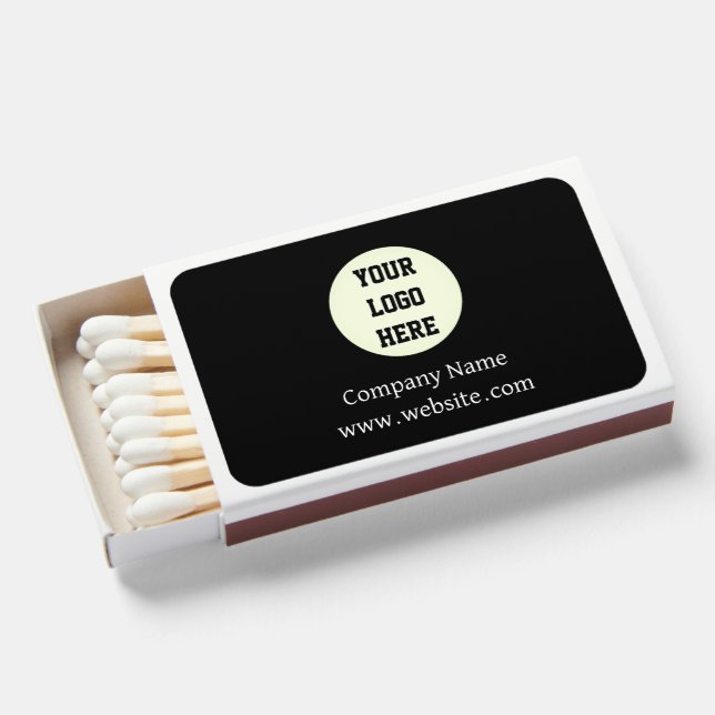 Custom Logo Company Black Business Corporate Matchboxes (Front Open)