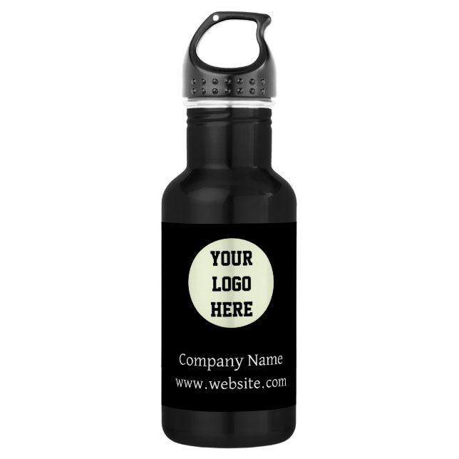 Custom Logo Company Black Business Corporate Stainless Steel Water Bottle (Front)