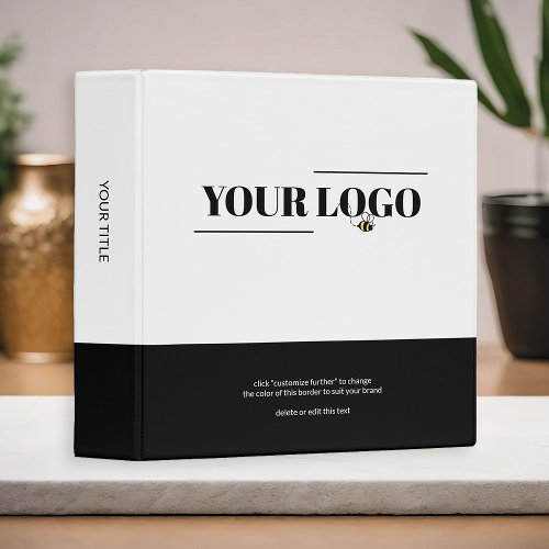 Custom Logo Company Brand Black Border and Title 3 Ring Binder