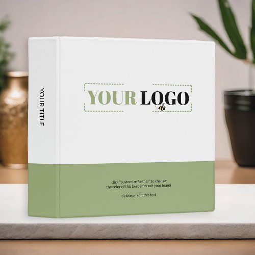 Custom Logo Company Brand Colored Border and Title 3 Ring Binder