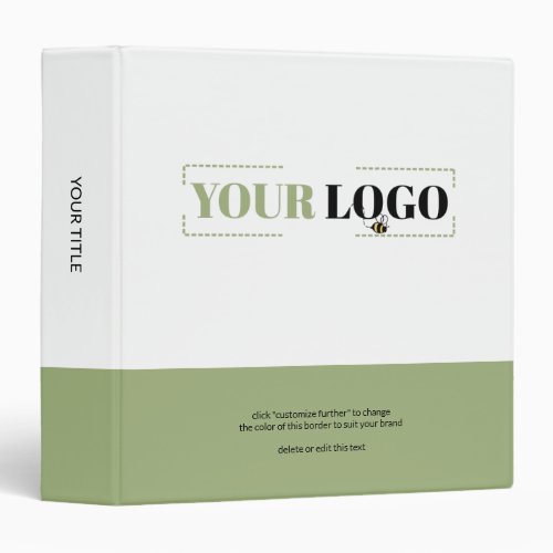 Custom Logo Company Brand Colored Border and Title 3 Ring Binder