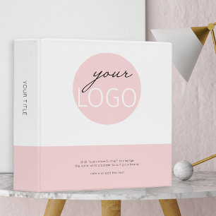 Custom Logo Company Brand Pink Border and Title 3 Ring Binder