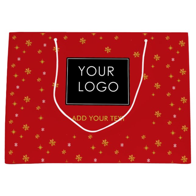 Custom Logo Company Business Christmas Snowflake  Large Gift Bag (Front)