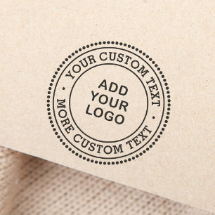 Custom logo company business dotted border self-in self-inking stamp