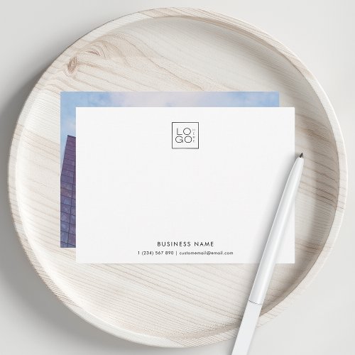 Custom Logo Company Business Name Photo Minimalist Note Card