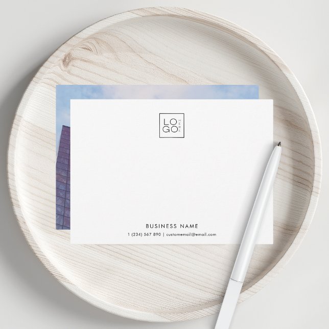 Custom Logo Company Business Name Photo Minimalist Note Card (Creator Uploaded)