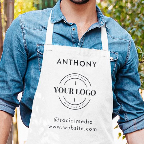 Custom Logo Company Corporate Modern Minimal White Apron