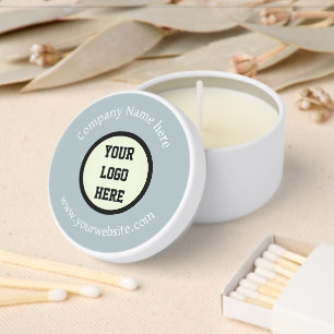 Custom Logo Company Dusty Blue Business Corporate Mini Candle Favors