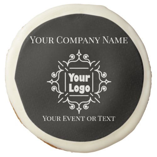 Custom Logo Company Event on Black Sugar Cookie
