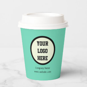 Custom Logo Company Mint Green Business Corporate Paper Cups