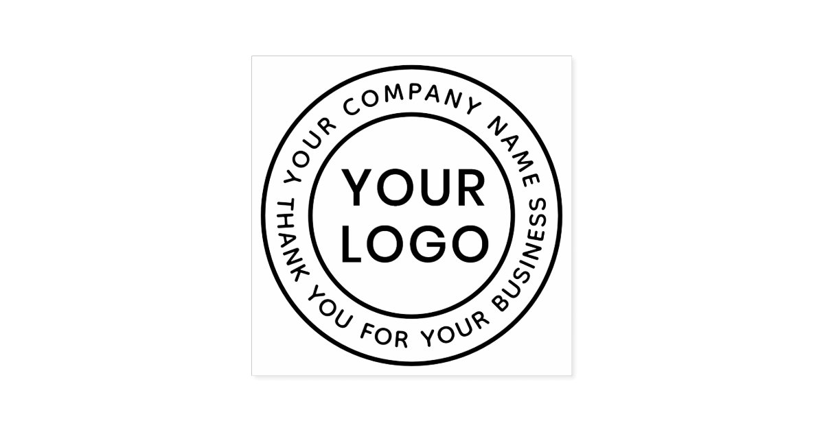 Custom logo company name business thank you self-inking stamp | Zazzle