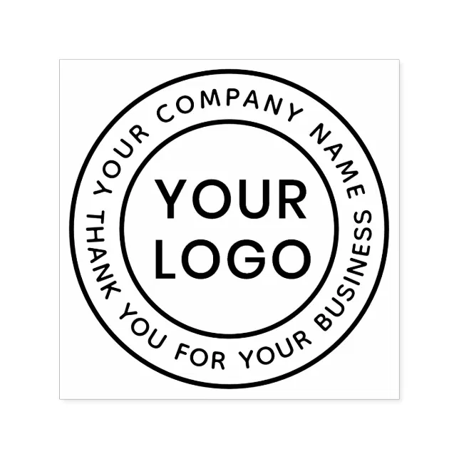 Custom logo company name business thank you self-inking stamp | Zazzle