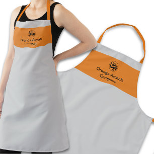 Custom Logo Company Name Gray Orange Apron