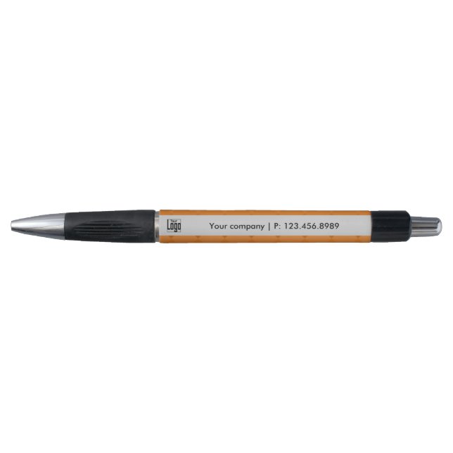 Custom Logo Company Name Orange & Gray Pen (Front)