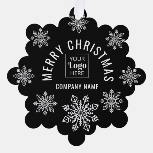 Custom Logo Company Name Snowflake Merry Christmas Ornament Card