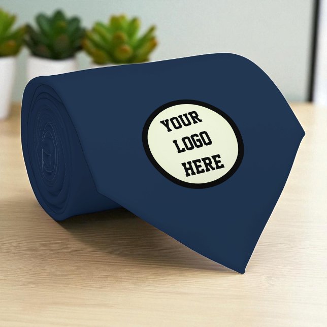 Custom Logo Company Navy Blue Business Corporate Neck Tie (Creator Uploaded)