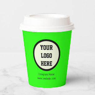 Custom Logo Company Neon Green Business Corporate Paper Cups