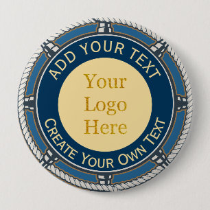 Custom Logo Corporate Blue and Gold Nautical Rope Button