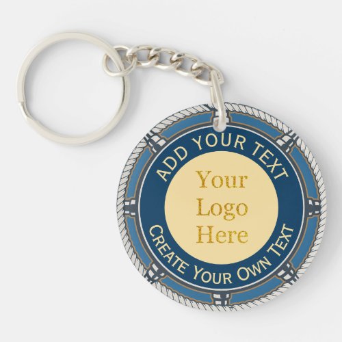 Custom Logo Corporate Blue and Gold Nautical Rope Keychain
