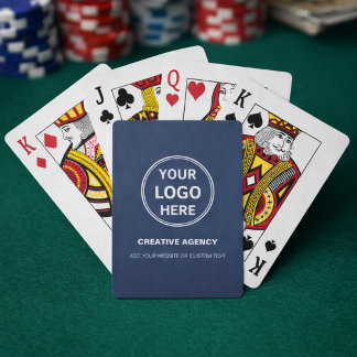 Custom Logo Corporate Business Navy Blue Poker Cards