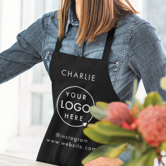 Custom Logo | Corporate Modern Minimalist Black Apron