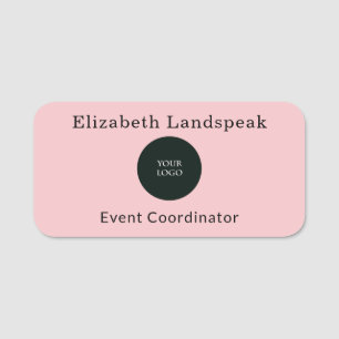 Custom Logo Corporate Pastel Blush Pink  Name Tag