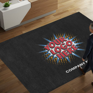 Custom Logo, Custom Text, Black Rug