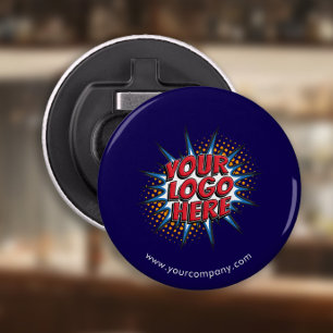 Custom Logo, Custom Text, Blue Bottle Opener