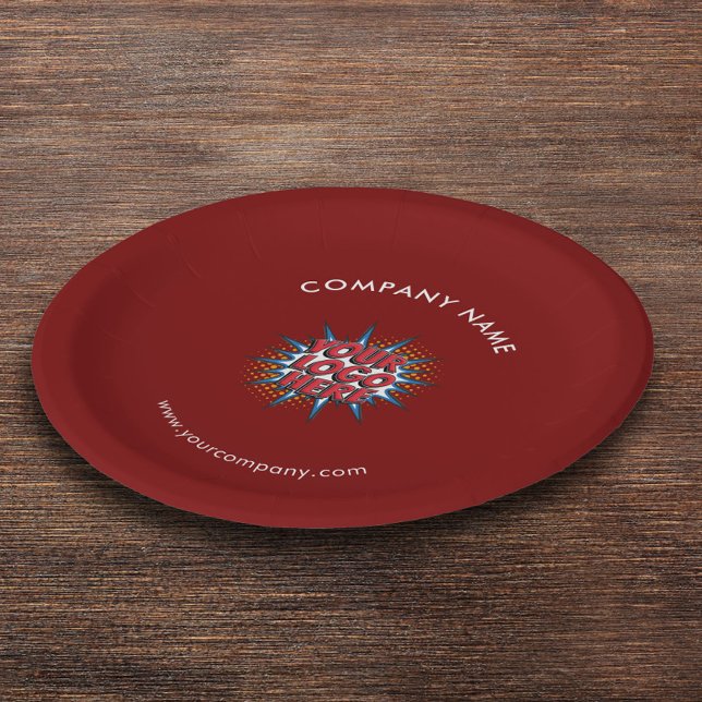 Custom Logo, Custom Text, Red Paper Plates (Creator Uploaded)