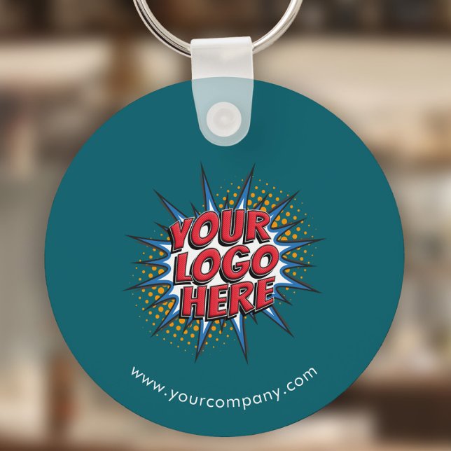 Custom Logo, Custom Text, Teal Keychain (Creator Uploaded)