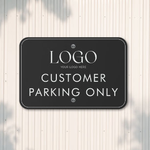 Custom Logo Customer Parking Minimalist Black Metal Sign