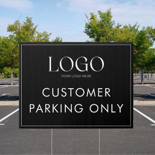 Custom Logo Customer Parking Minimalist Black Yard Sign