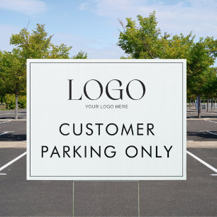 Custom Logo Customer Parking Minimalist White Yard Sign