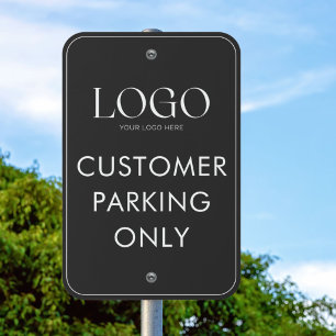 Custom Logo Customer Parking Modern White Outdoor Metal Sign