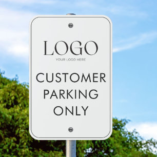 Custom Logo Customer Parking Modern White Outdoor Metal Sign