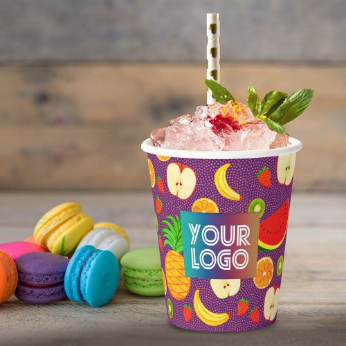Custom Logo Cute  Colorful Fruit Branded Juice Paper Cups