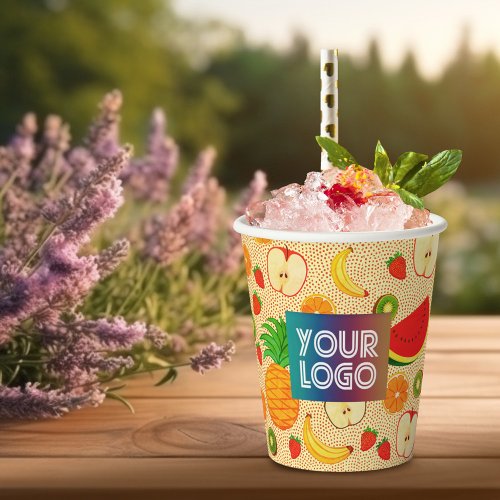 Custom Logo Cute  Colorful Fruit Branded Juice Paper Cups