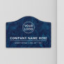 Custom logo dark blue marbled background business door sign