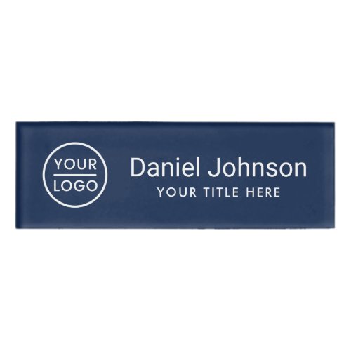 Custom logo dark blue professional name tags