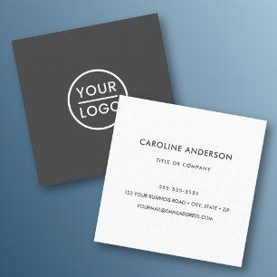 Custom logo, dark gray, square, professional square business card