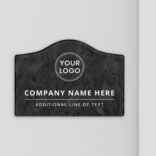 Custom logo dark marbled look business door sign
